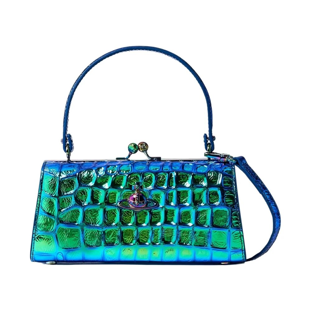 Vivienne Westwood Krokodilreliëf Poppenframe Handtas Blue Dames