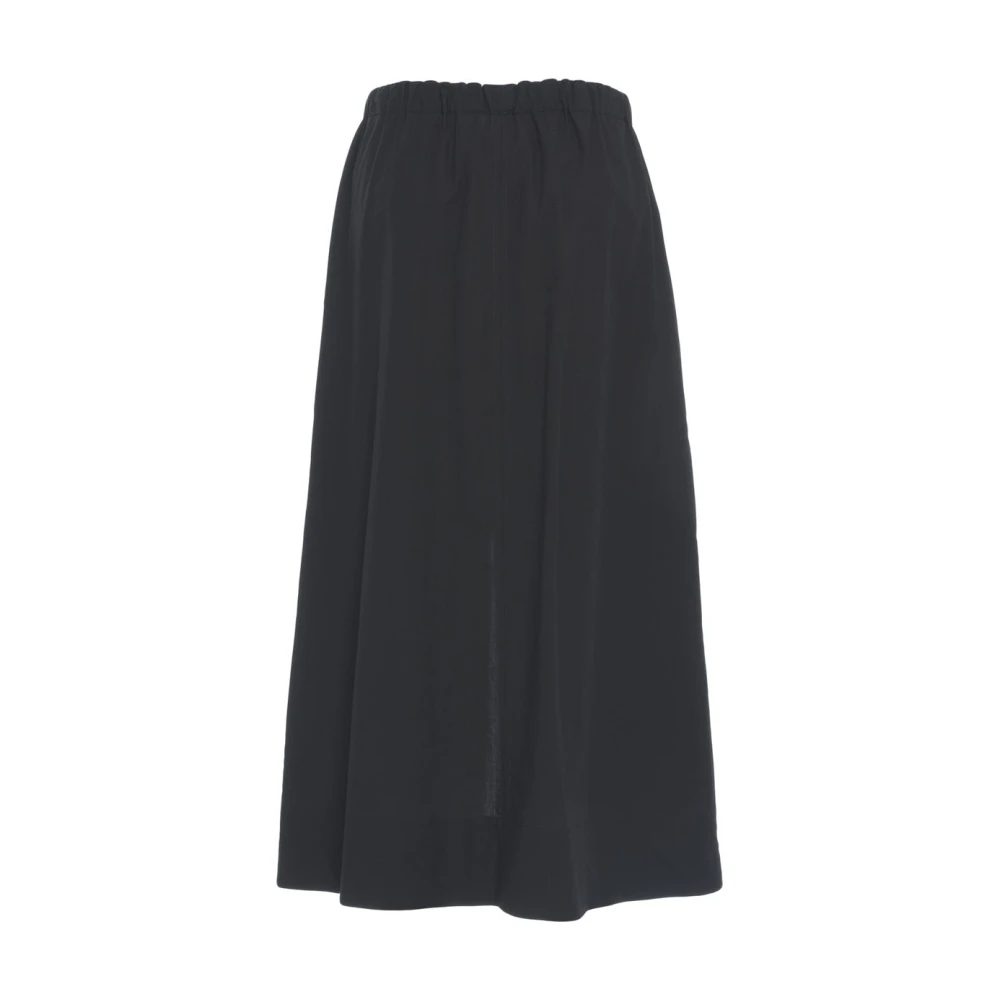 Ottod'Ame Zwarte Midi Rok met Voor Split Black Dames