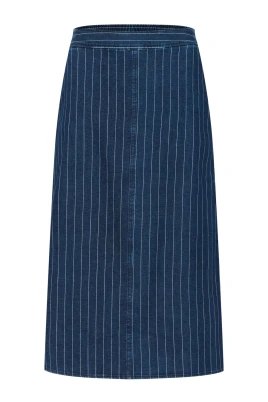 Mörk Denim Pinstripe Kjol