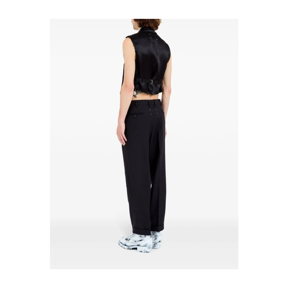 Maison Margiela Zwarte Wollen Twill Jas Black Heren