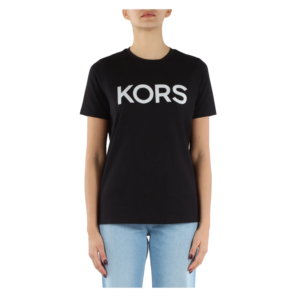Michael Kors Organisch Katoenen Logo T-shirt Black Dames