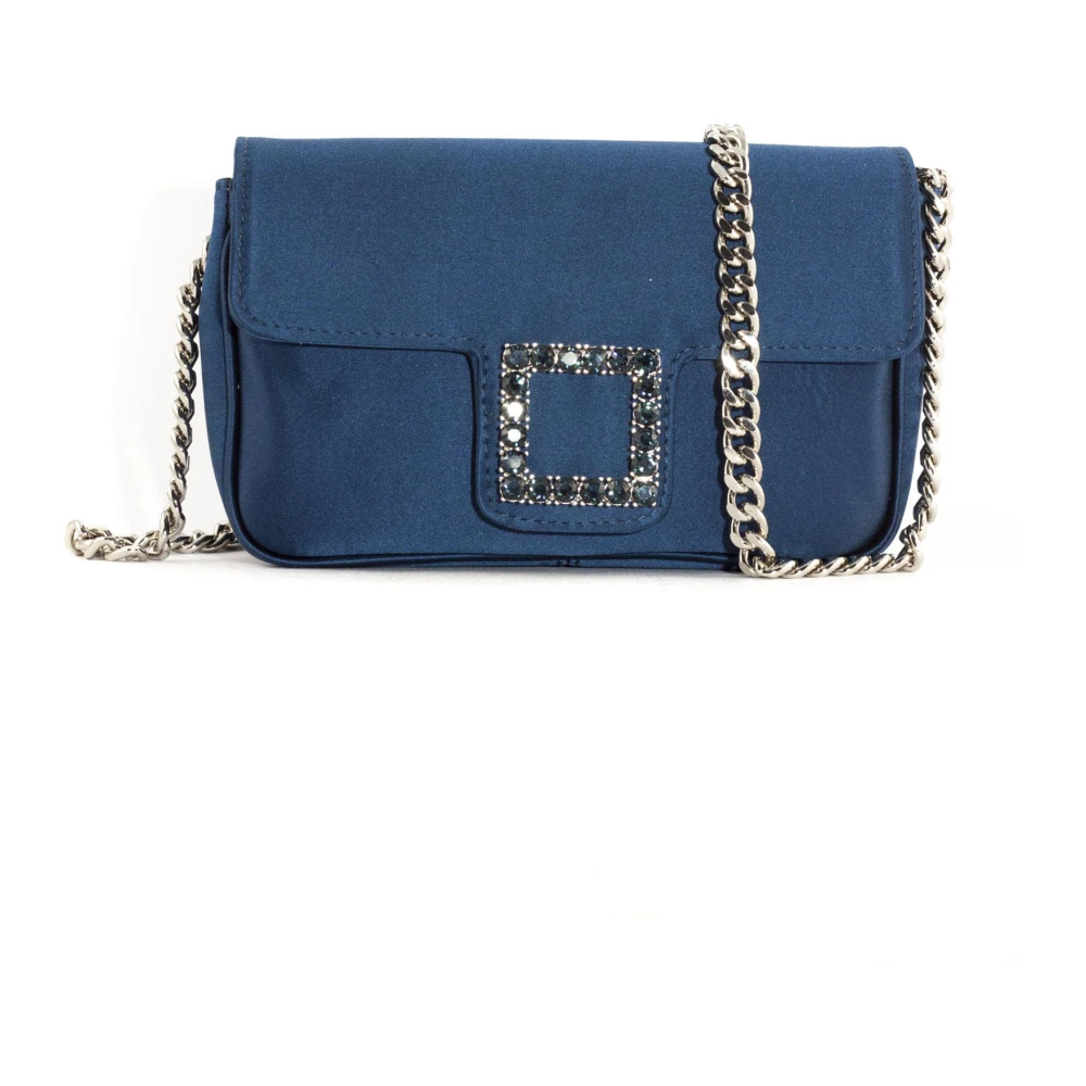 Roberto Festa Navy Satin Lunette Schoudertas Blue Dames