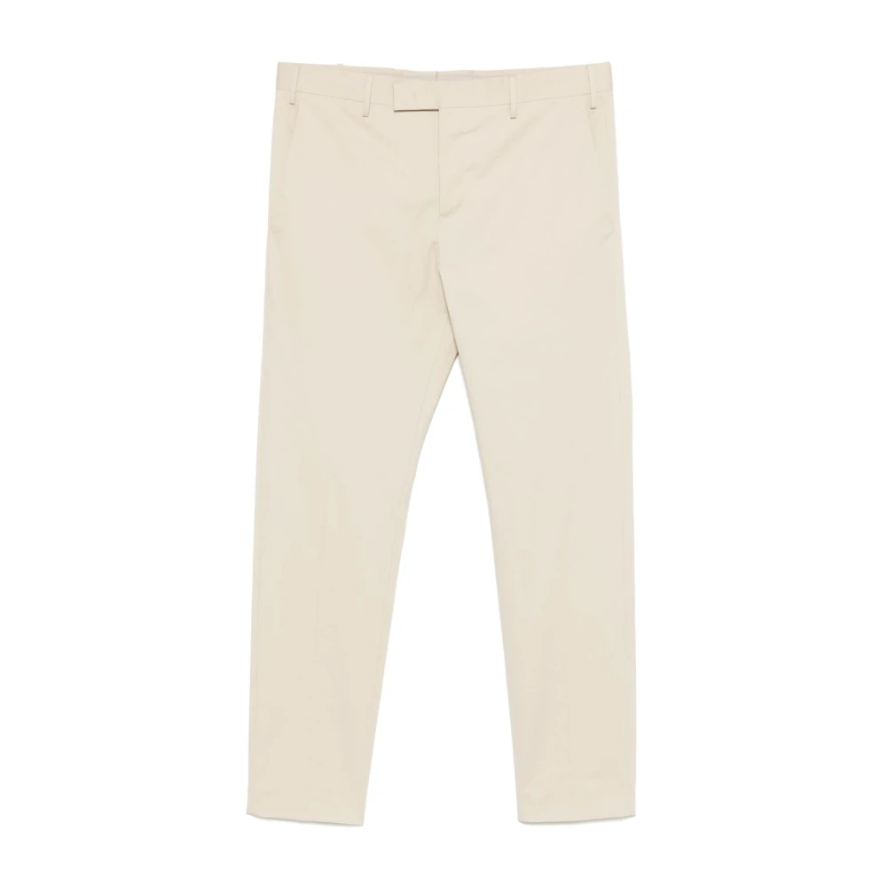 Pt Torino Men's Beige Trousers With Concealed Fastening - Slim-Fit Trousers - S - Trousers