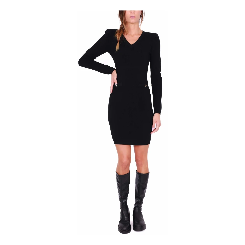 Liu Jo Zwarte Gebreide Korte Jurk Black Dames