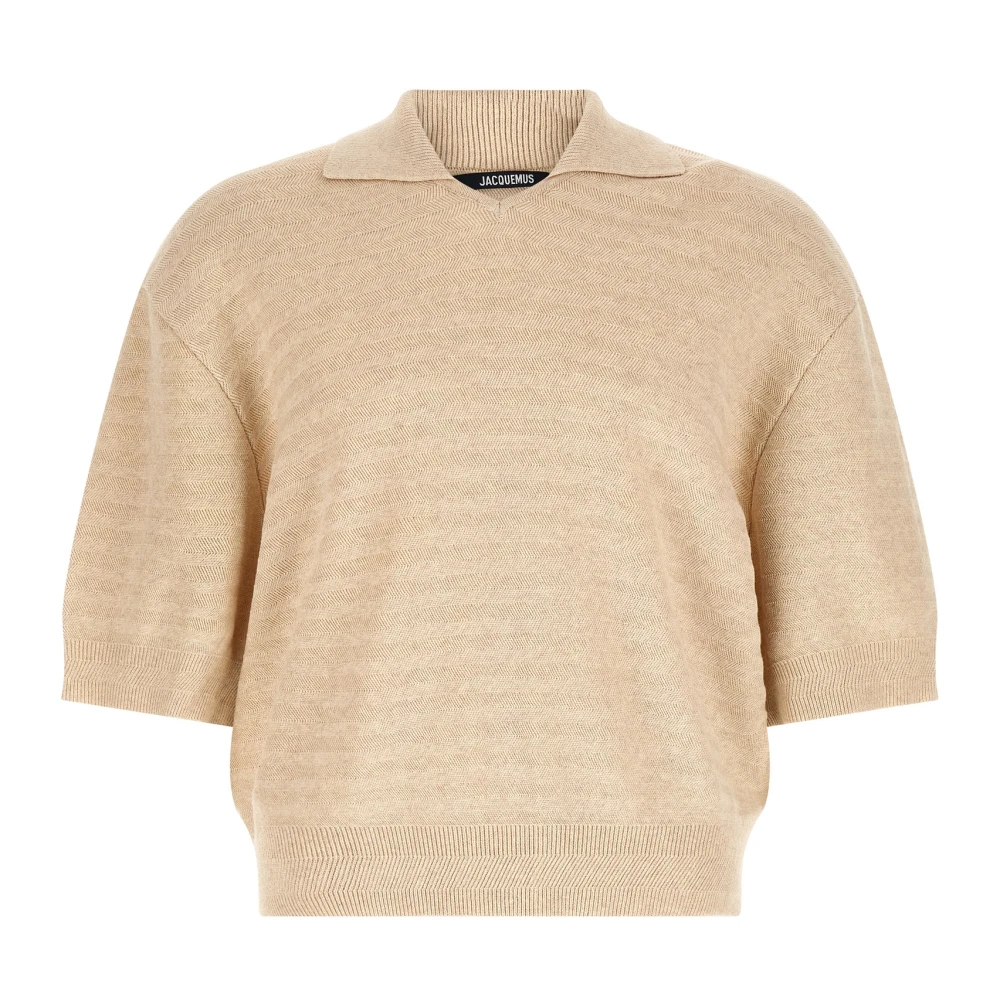 Jacquemus Beige Le Polo Maille Chevron - Male - Polo Shirts - L - Tops