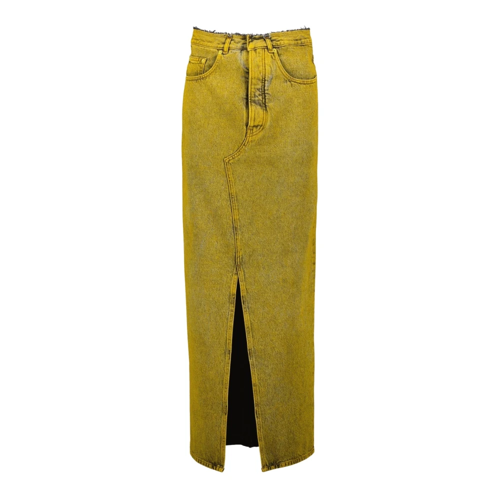 MM6 Maison Margiela Lange Denimrok Mosterdgeel Gewassen Yellow Dames