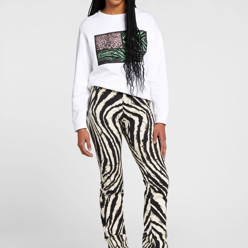 Roberto Cavalli Patchwork Animalier Sweatshirt Black Dames