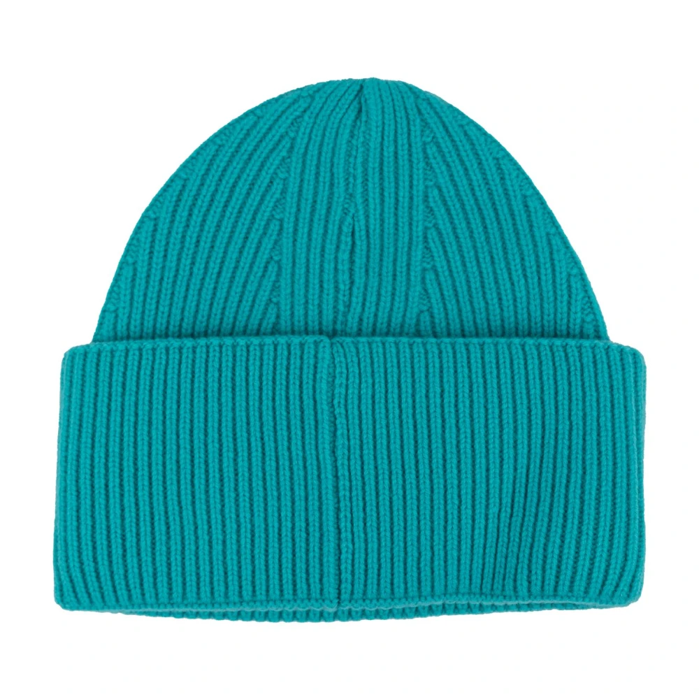 Laneus Geribbelde Cashmere Beanie Made in Italy Green Heren