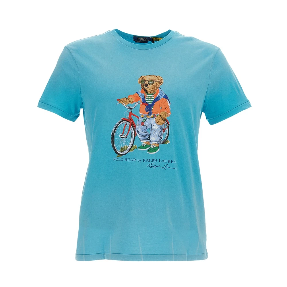 Polo Ralph Lauren Blå Crew-Neck T-Shirt Med Tryck