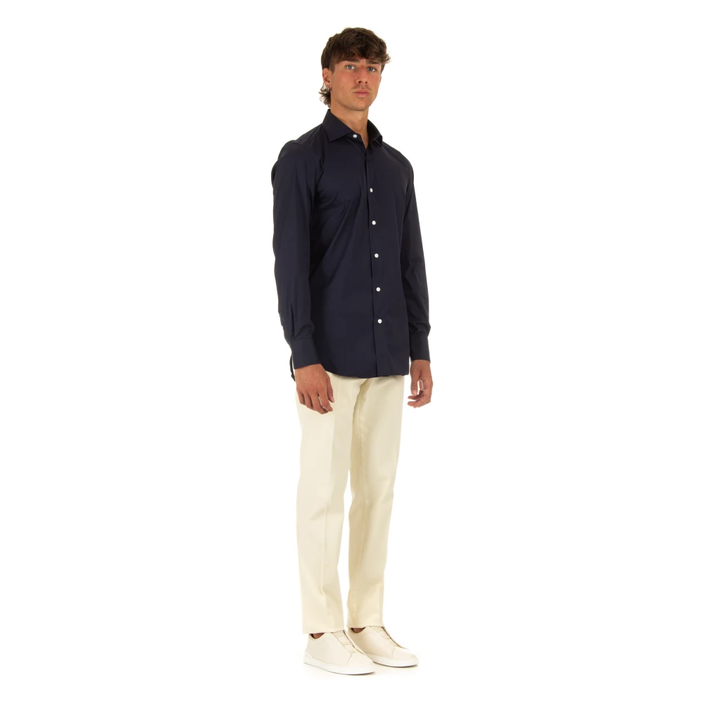 Finamore Blauwe Sartoriale Overhemden Blue Heren