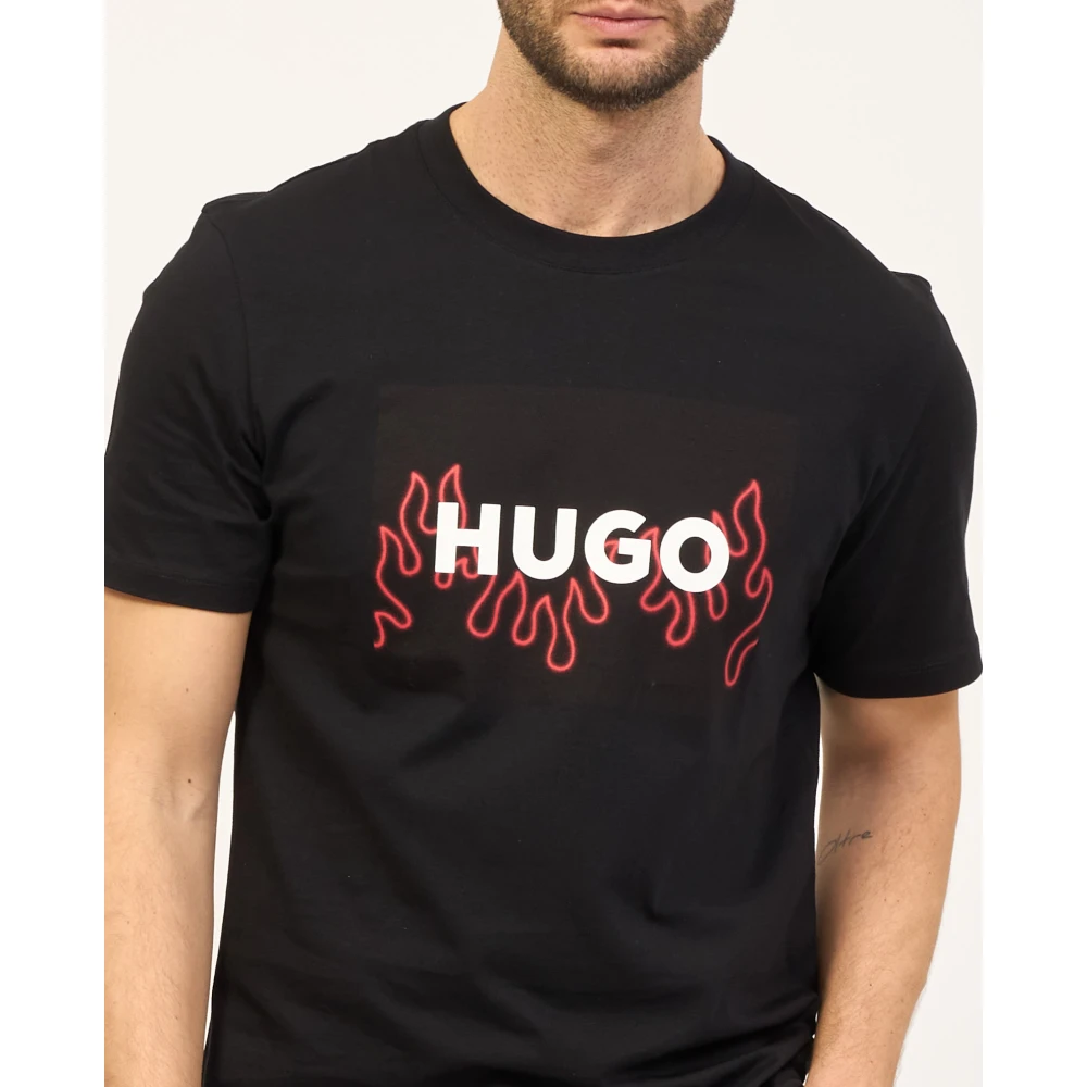 Hugo Boss Heren T-shirt met vlam grafisch Black Heren