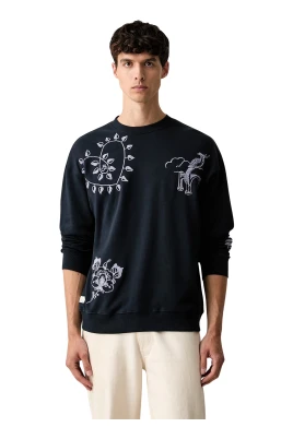 Avslappnad broderad sweatshirt