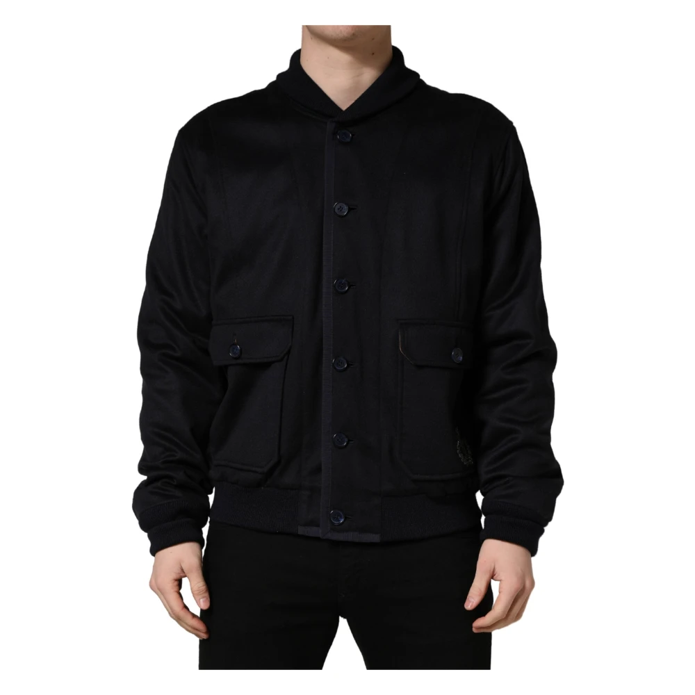 Dolce & Gabbana Uomo Nero Cashmere Knitted Button Down Jacket