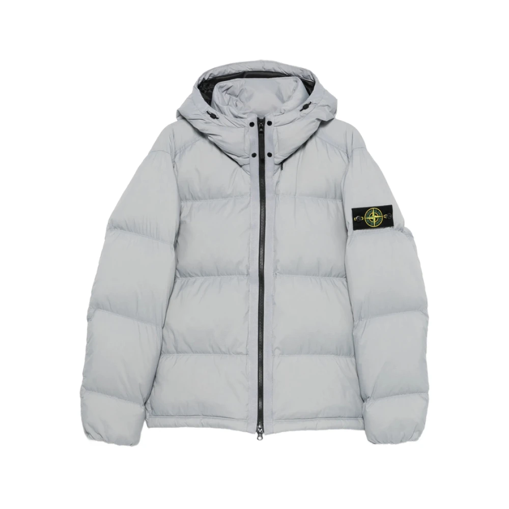 Stone Island Quilted Hooded Jacket - Male - Winter Jackets - Gray - M - Jackets