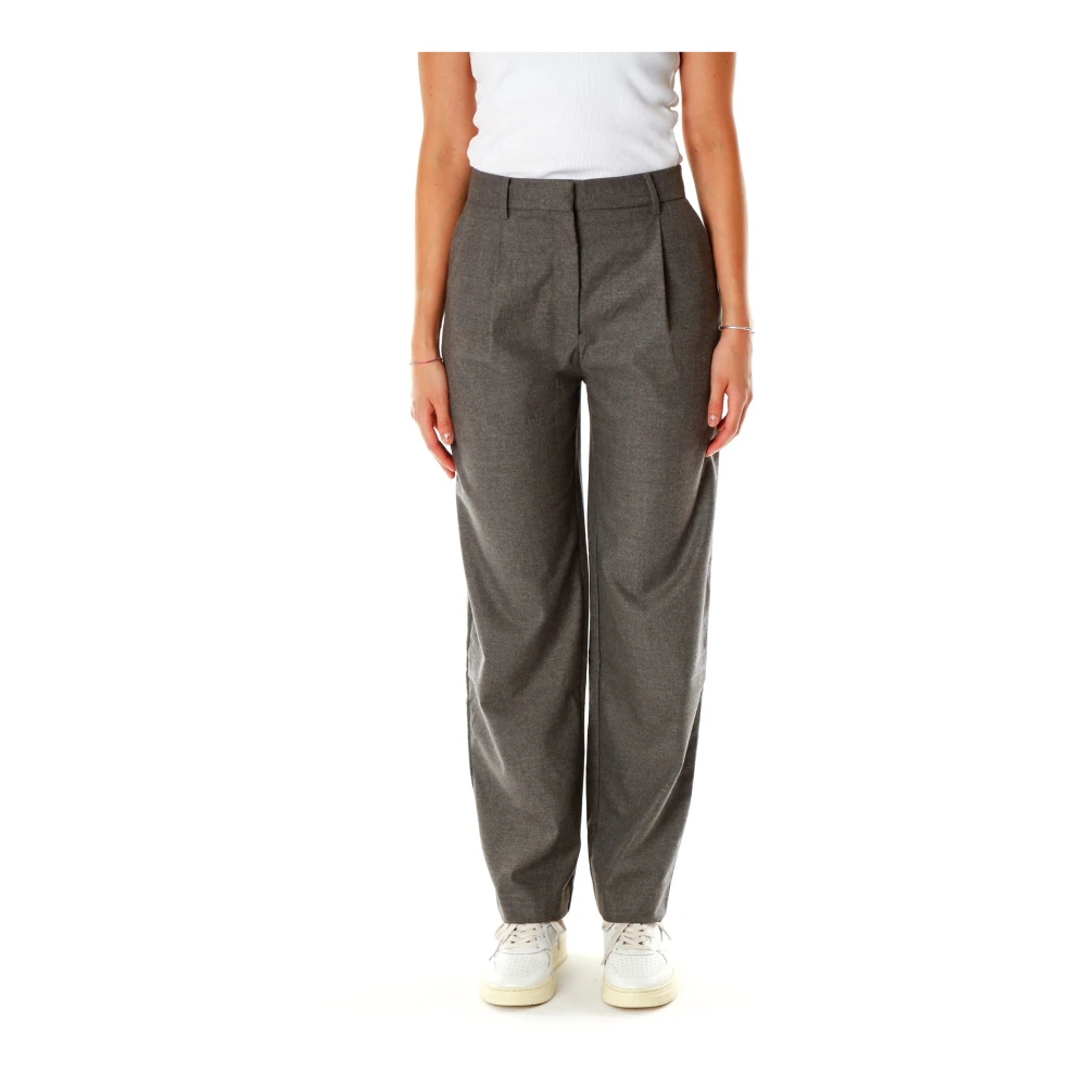 Samsøe High-Waisted Rechte Broek Gray Dames