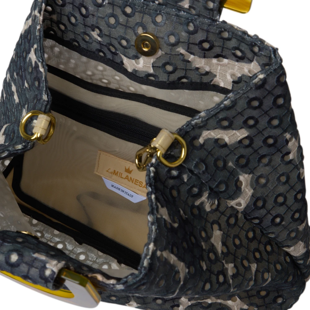 La Milanesa Trapezium Stoffen Handtas Kant Effect Multicolor Dames