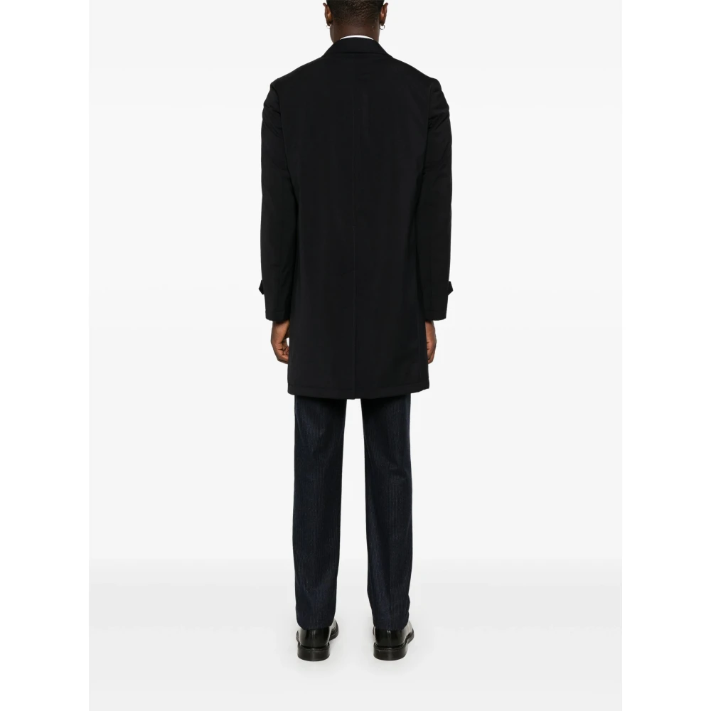 Herno Elegante Knopen Front Polyester Jas Blue Heren