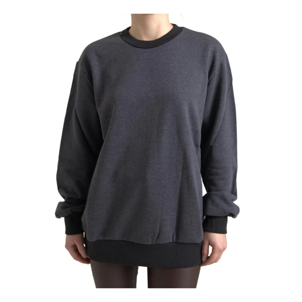 Dolce & Gabbana Women's Gray Sweatshirts,, Dark Cotton Crew Neck Jumper 2XS
