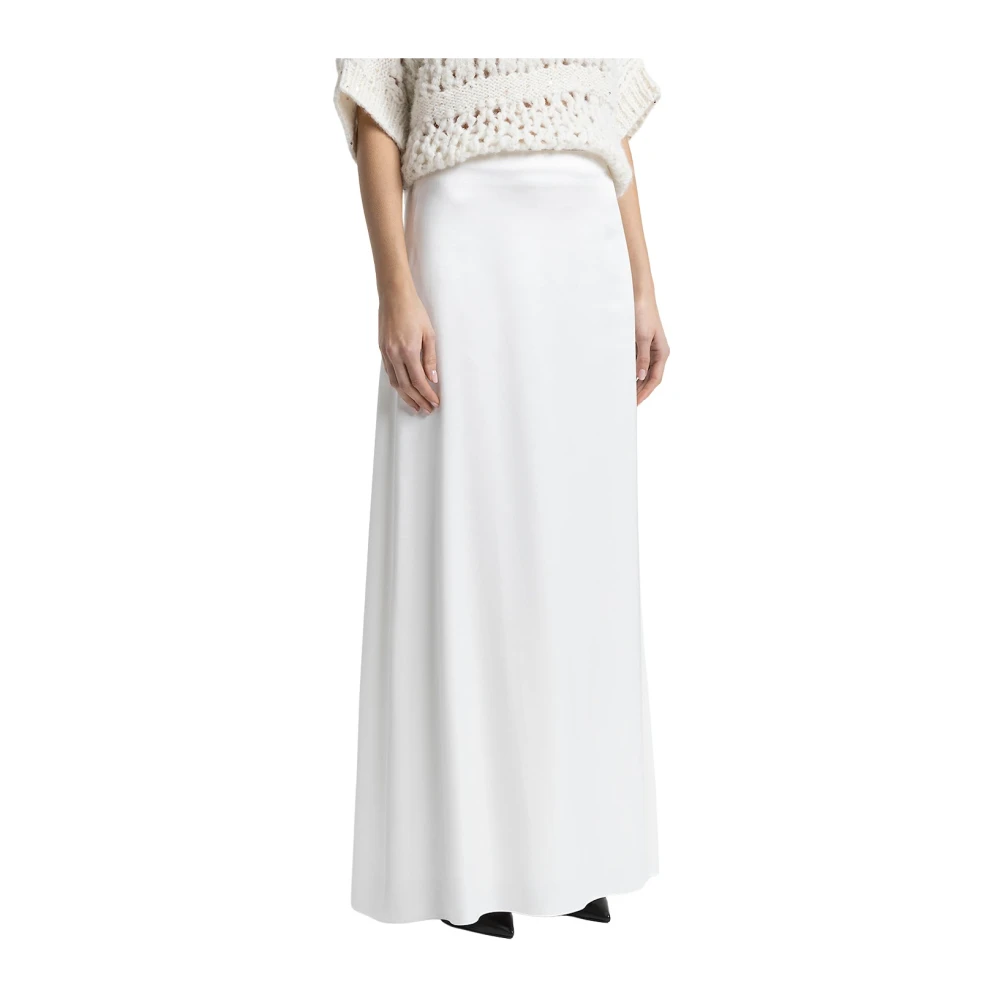 PESERICO Viscose satijnen lange rok White Dames