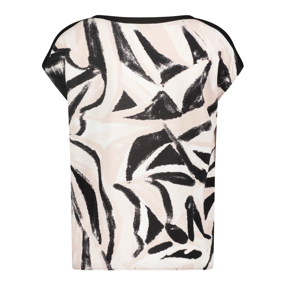 Betty & Co Grafische Print Blouse Shirt Beige Dames
