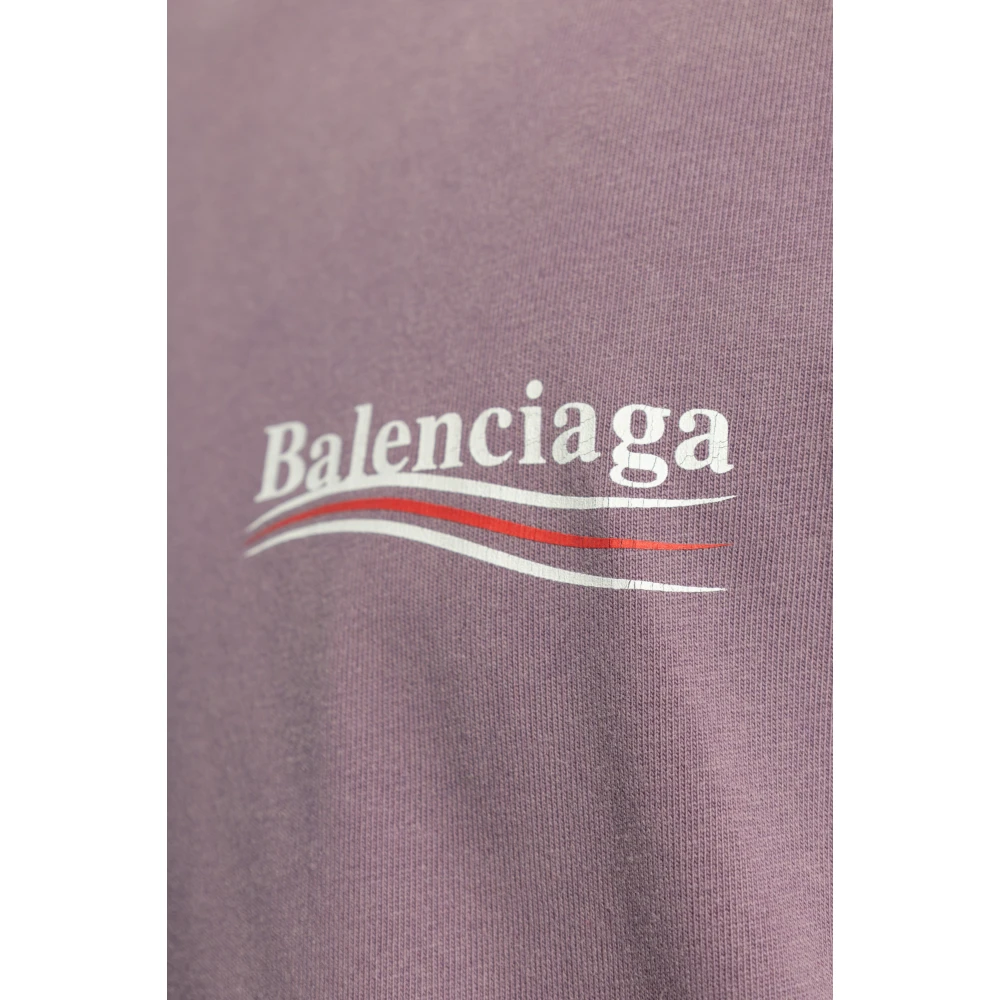 Balenciaga T-shirt met logo Purple Heren