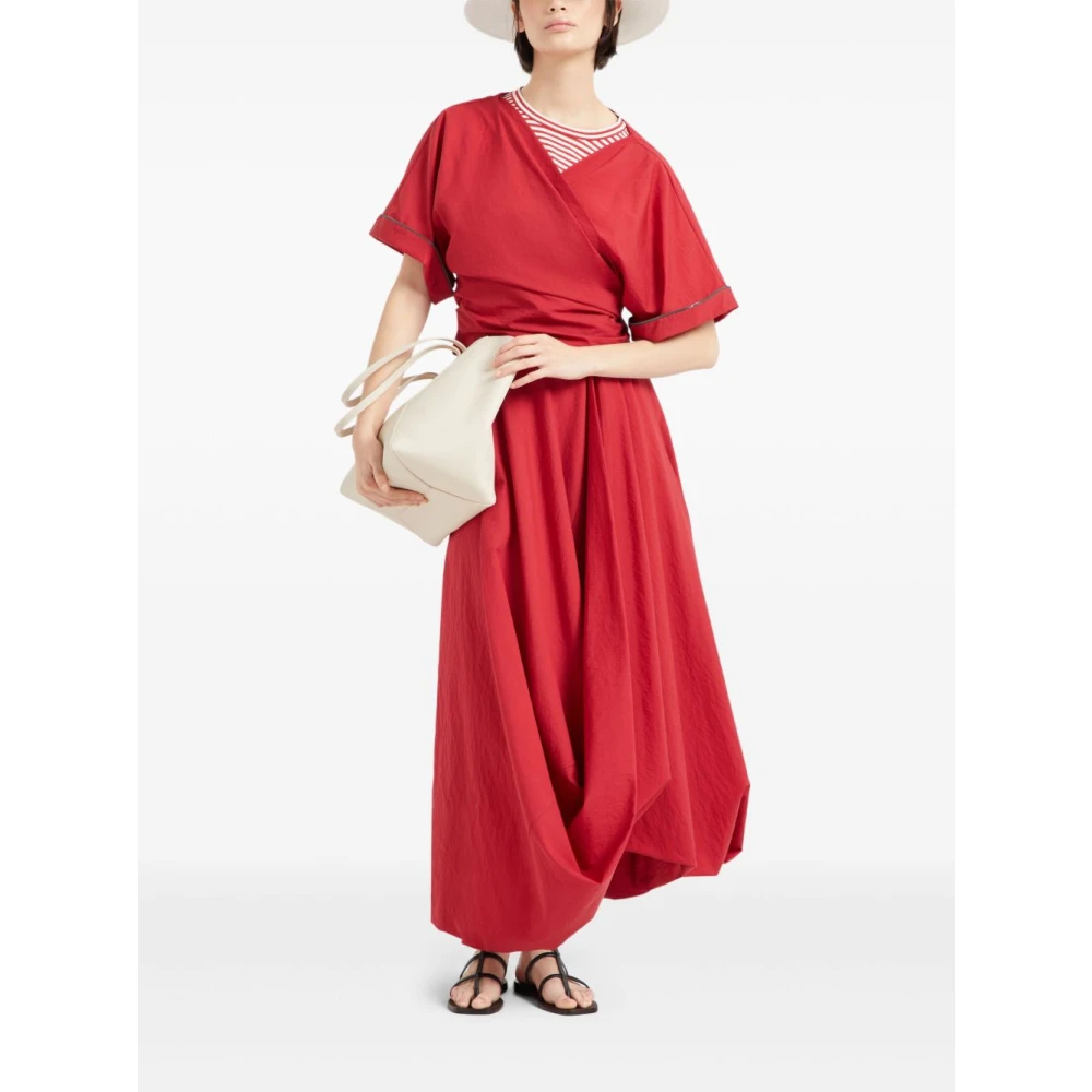 BRUNELLO CUCINELLI Rode V-hals T-shirts en Polos Red Dames