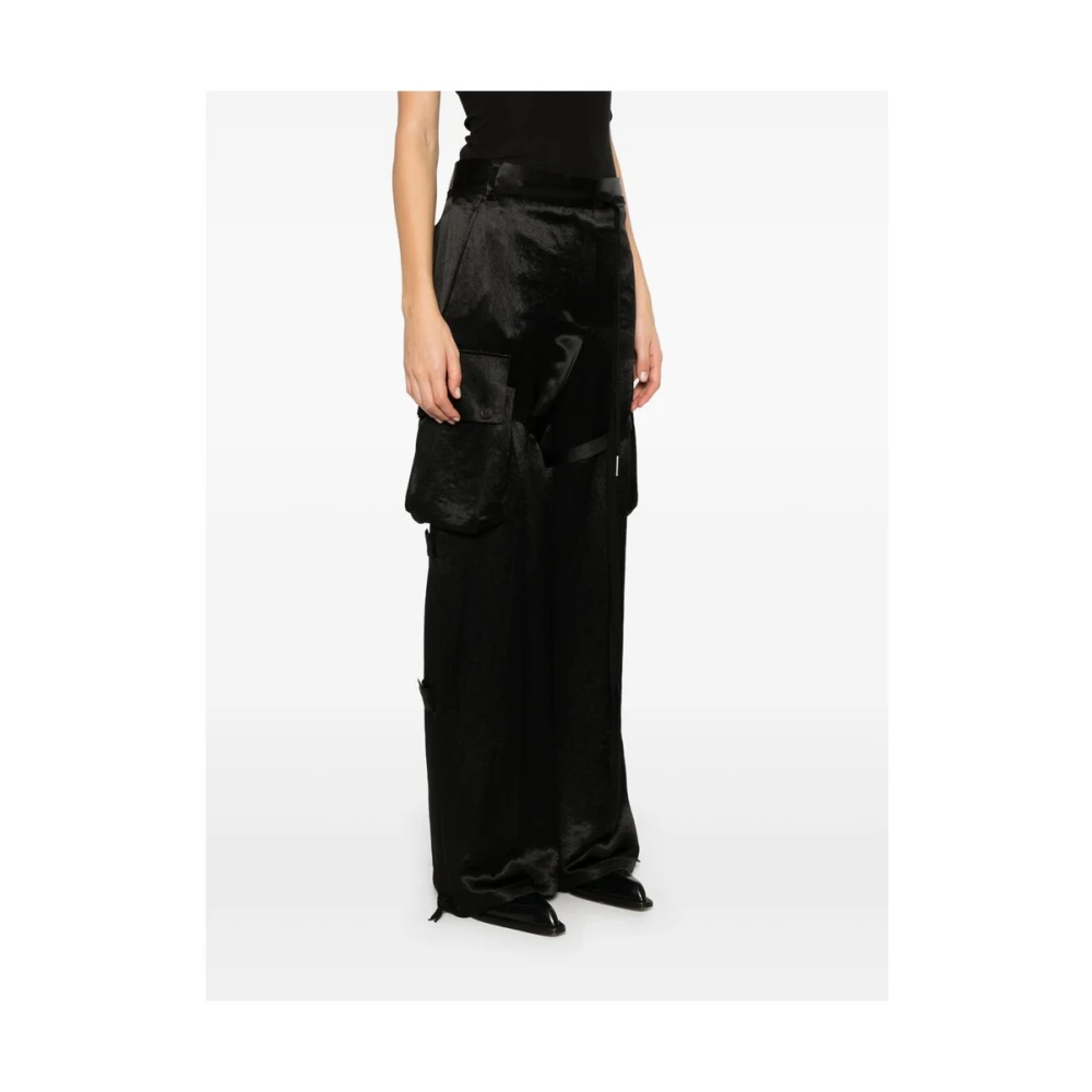 Ann Demeulemeester Zwarte Cargo Broek met Riem Detail Black Dames