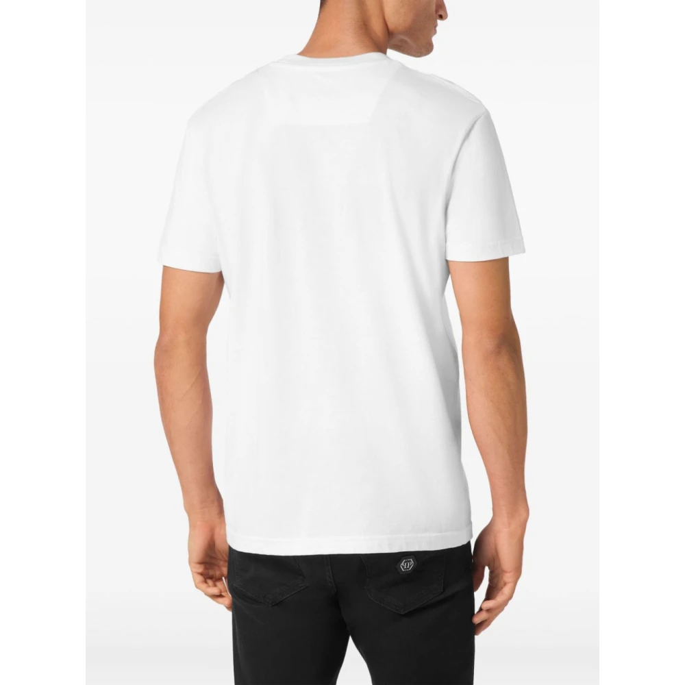 Philipp Plein Witte Auto's Racen Jersey T-Shirt White Heren