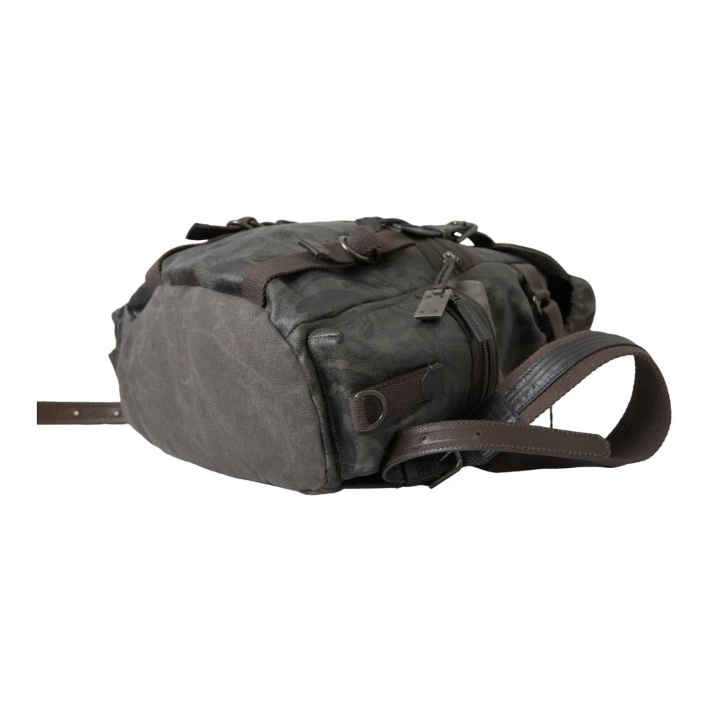 Dolce & Gabbana Canvas en Leren Rugzak Green Unisex