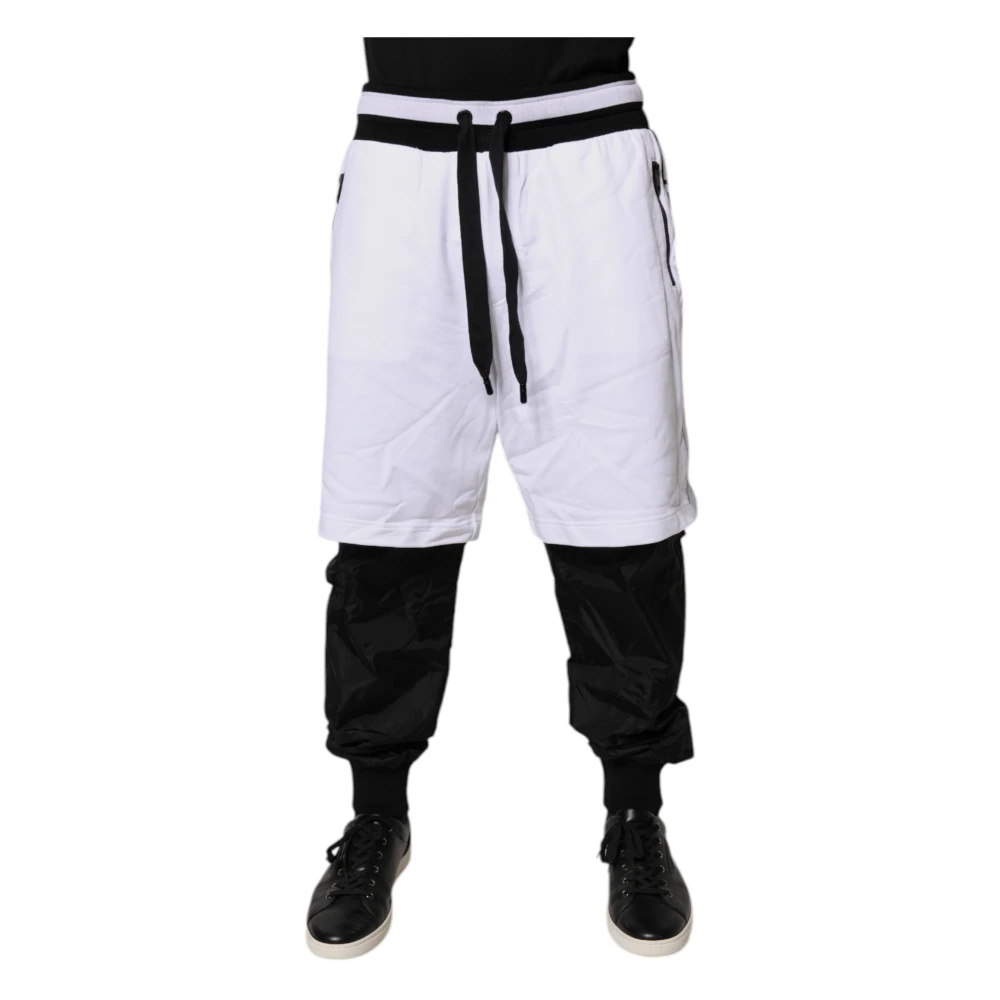 Dolce & Gabbana Black White Cotton Layered Sweatpants Pants - IT50 | L - Image 3