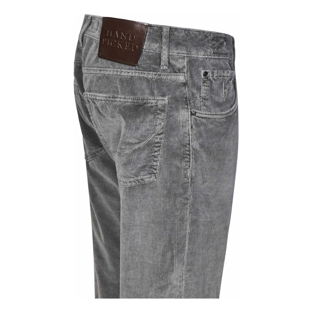 Hand Picked Staalgekleurde Corduroy Slim-Fit Broek Gray Heren