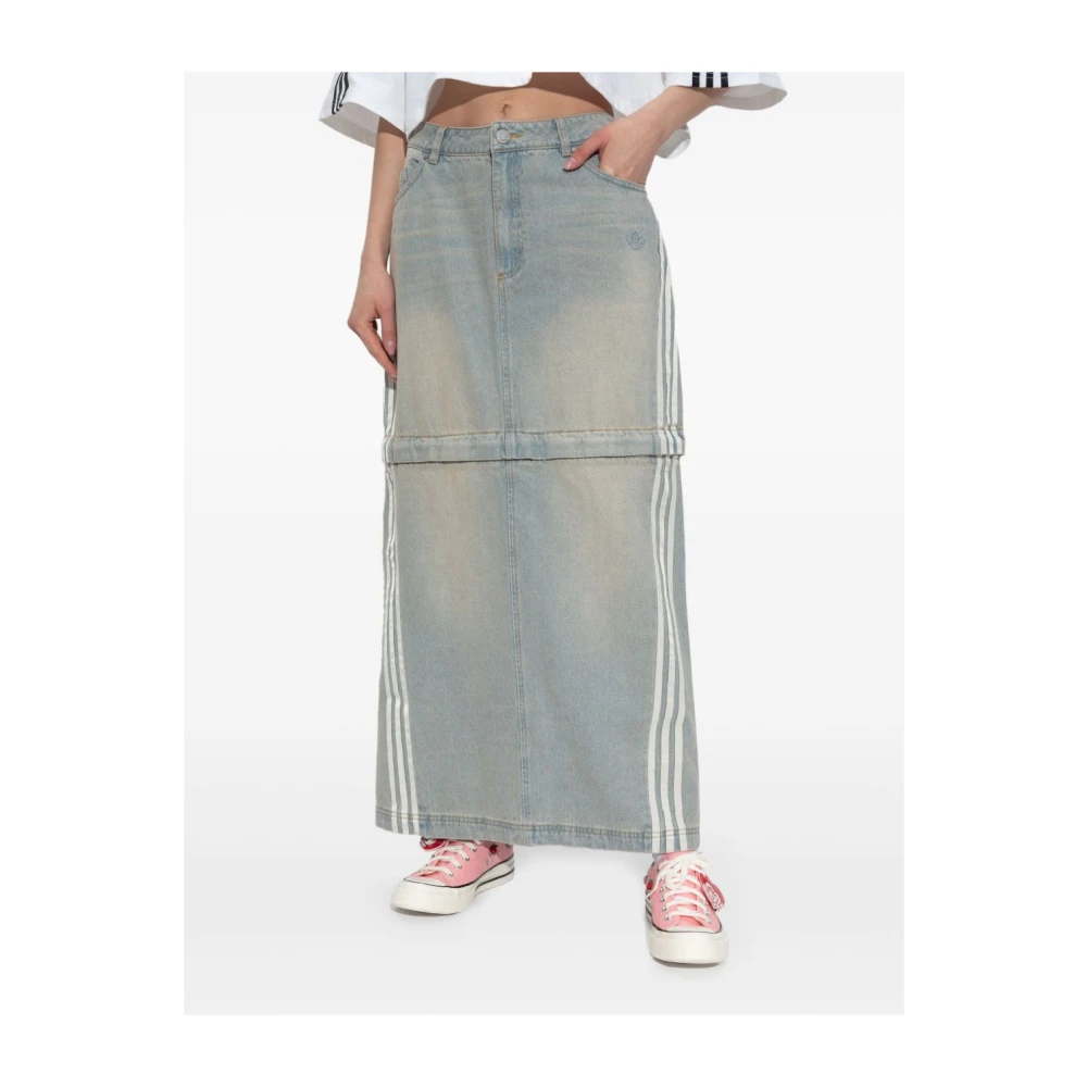Adidas Denim Rok met Strepen Blue Dames