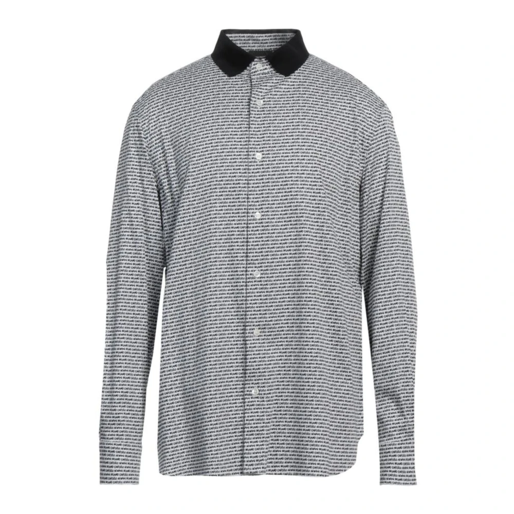 Emporio Armani Hombre Blanco - Camisa Regular Fit Con Cuello Acanalado Y Estampado De Logo - Shirts - S