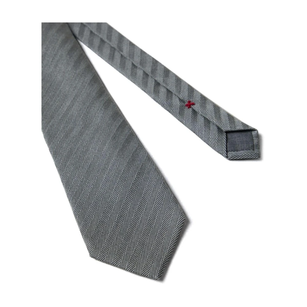 BRUNELLO CUCINELLI Zijden Chevron Stropdassen Gray Heren
