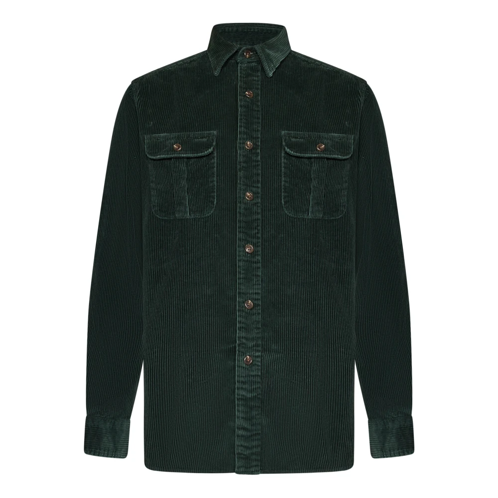 Polo Ralph Lauren Groen Corduroy Overhemd met Suède Elleboogstukken Green Heren