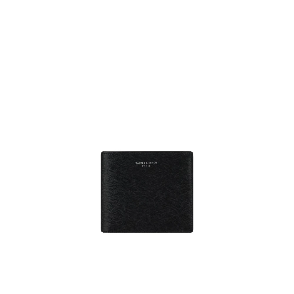 Saint Laurent Grain de Poudre leren portemonnee Black Heren