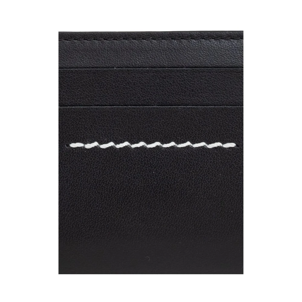 MM6 Maison Margiela Zwarte leren portemonnee met logoplak Black Dames