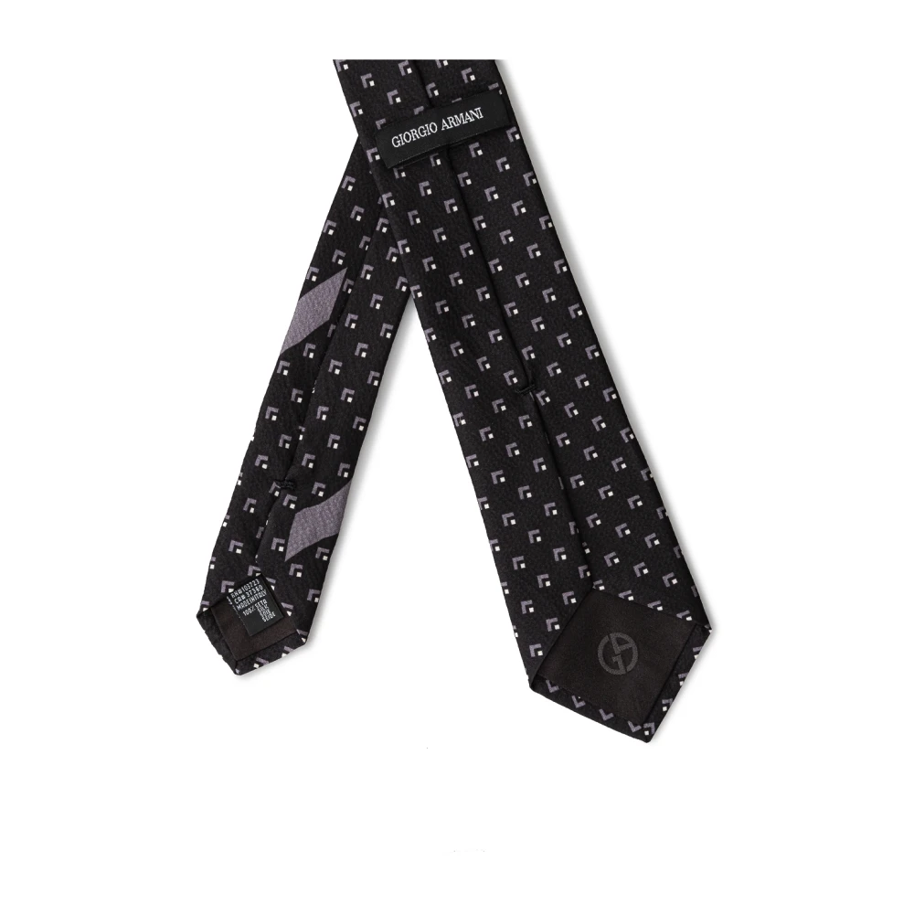Giorgio Armani Zwarte zijden stropdas Black Heren