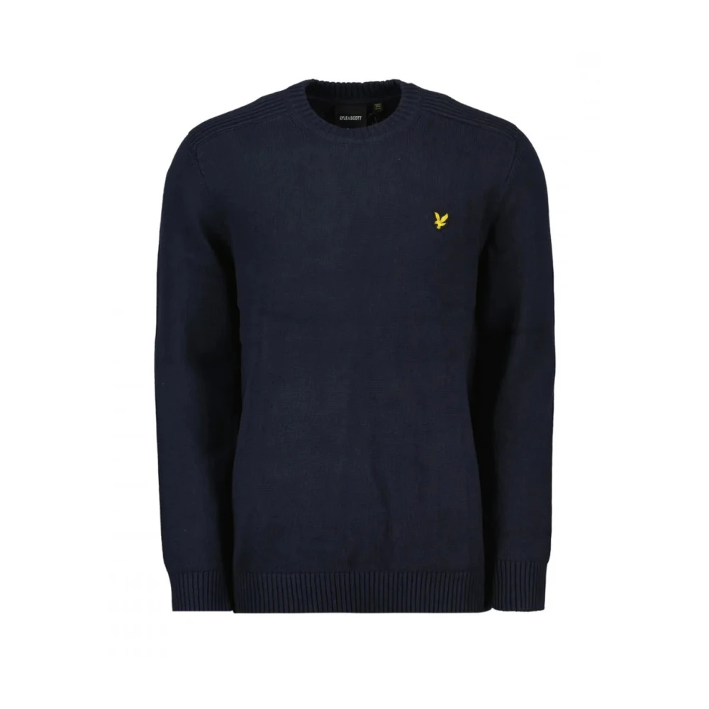 Lyle & Scott Blauwe Crew Neck Sweater met Schouderdetail Blue Heren