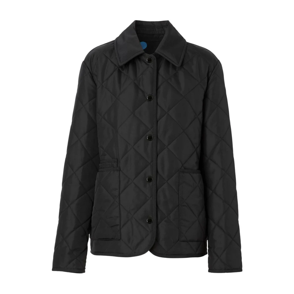 Burberry Zwarte Diamant Gewatteerde Schuurjas Black Dames