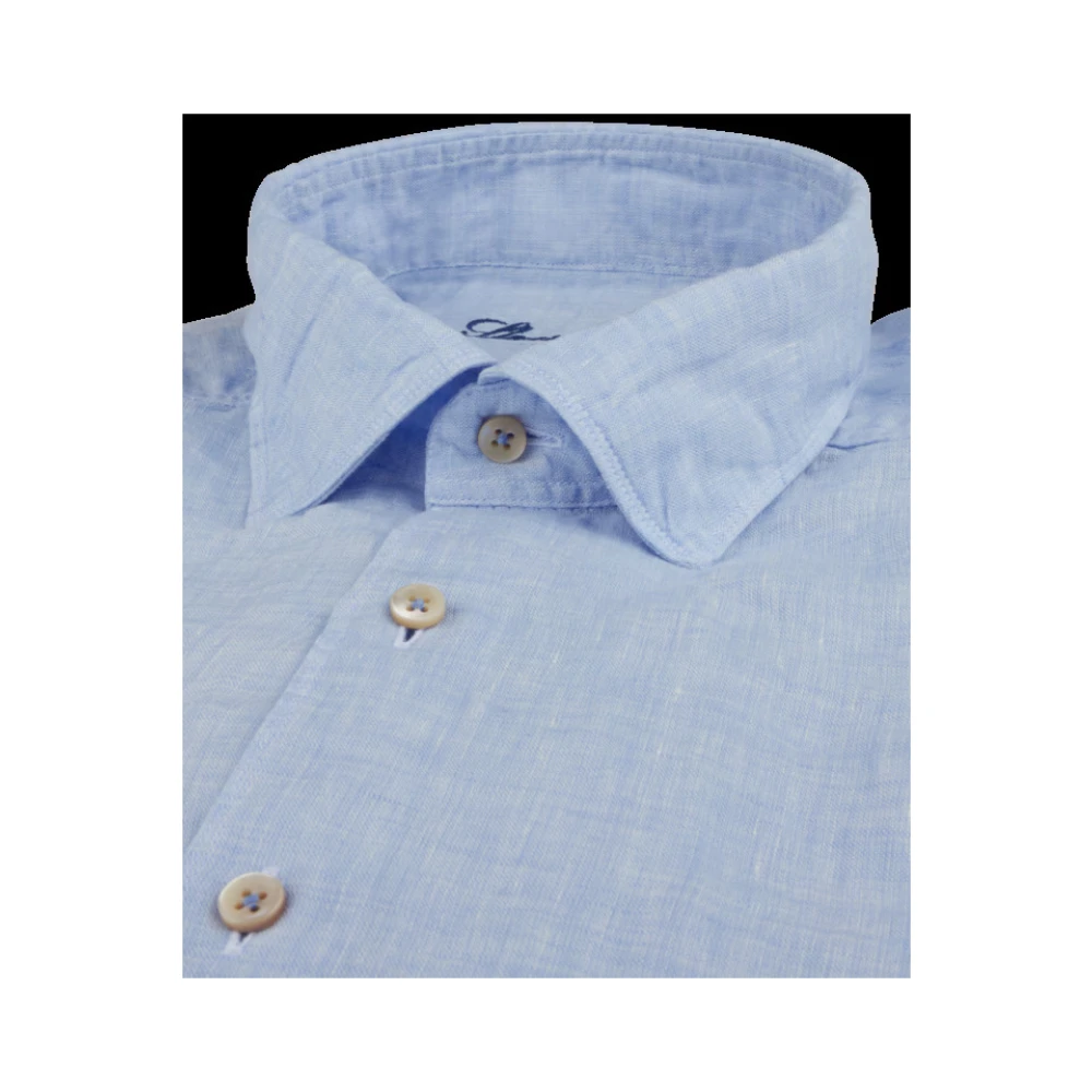 Stenströms Blauw Linnen Overhemd Blue Heren