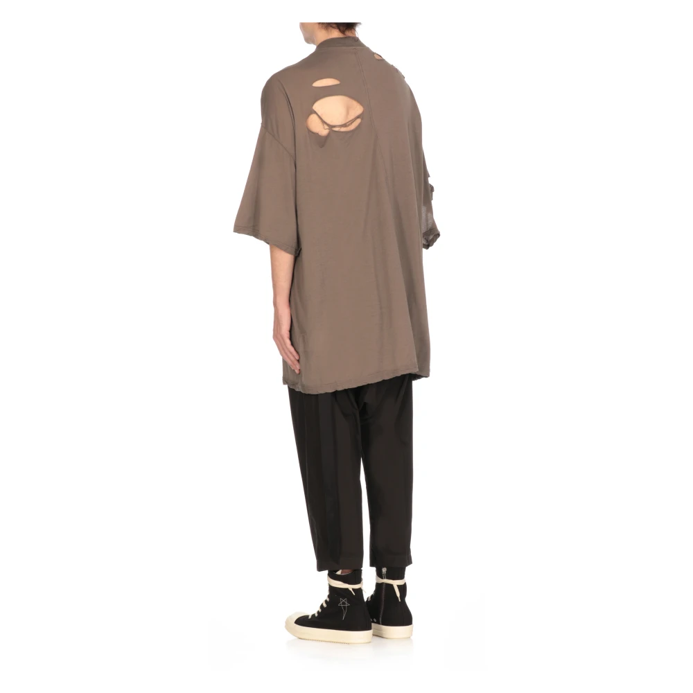 Rick Owens Bruine Katoenen T-shirt met Uitgesneden Details Brown Heren