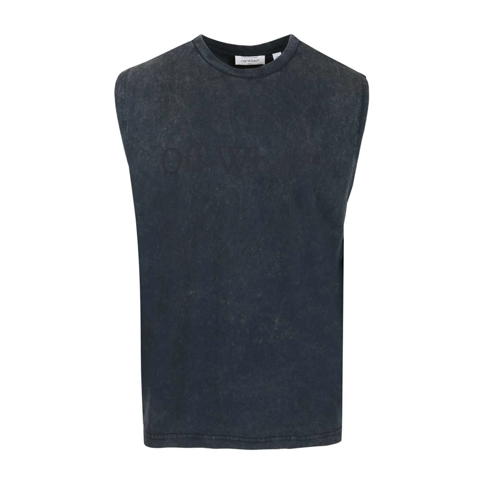 Off White Men's Blue Sleeveless T-Shirt - Sleeveless Tops - L - Tops