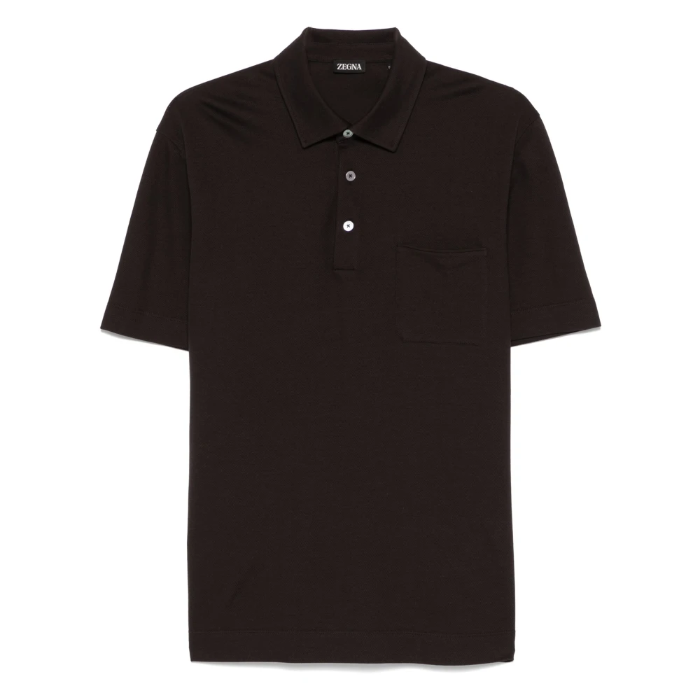 Ermenegildo Zegna Katoenen poloshirt met 3 knopen Brown Heren