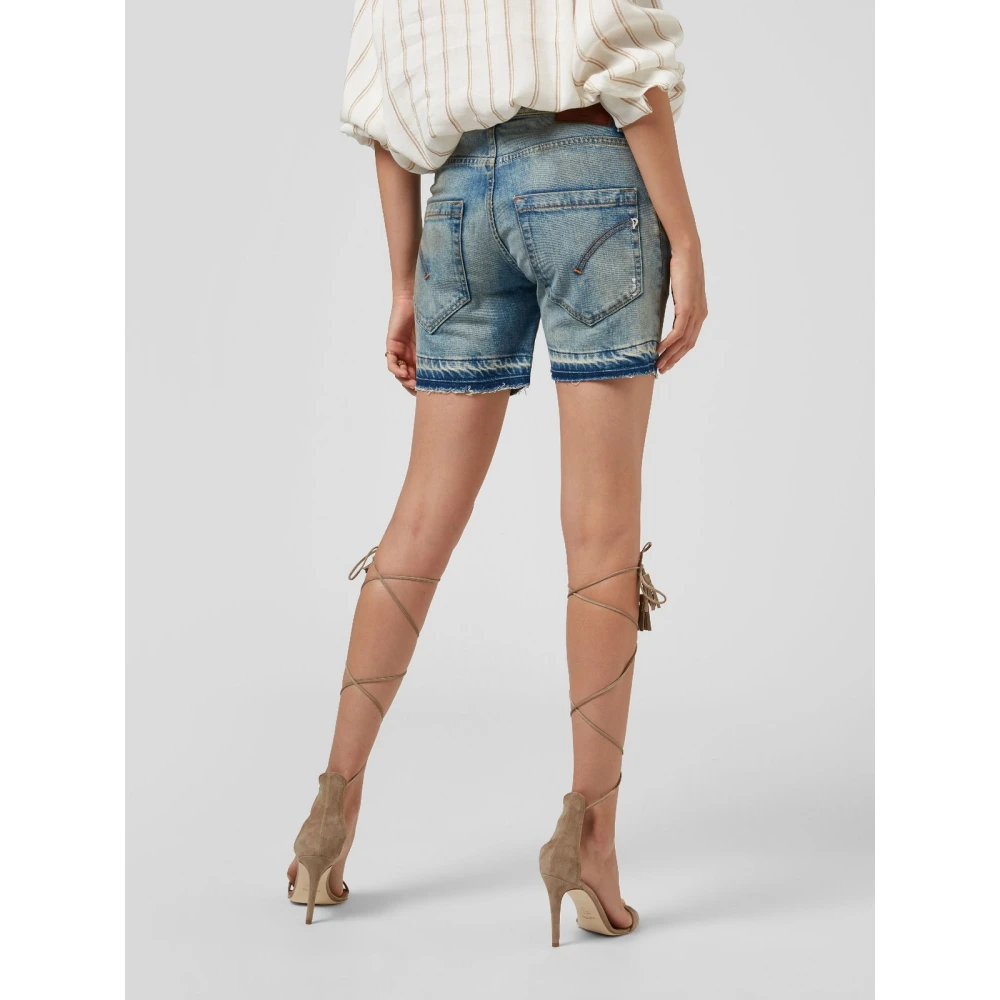 Dondup Stretch Denim Bermuda Shorts Lage Taille Blue Dames