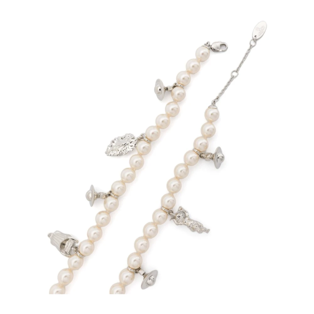 Vivienne Westwood Platinum Creamrose Parel Ketting Yellow Dames