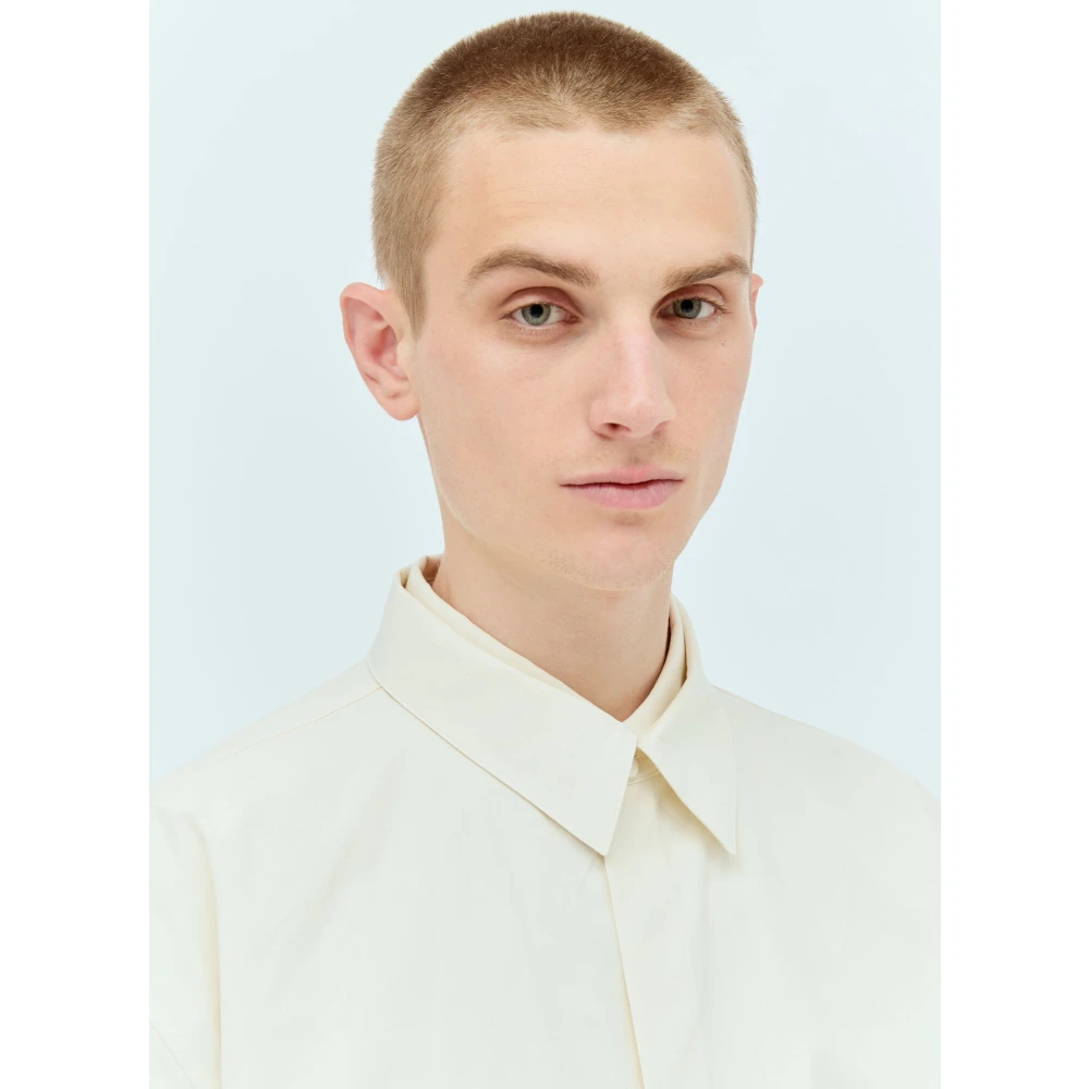 Jil Sander Dubbelgelaagde Poplin Overhemd Beige Heren