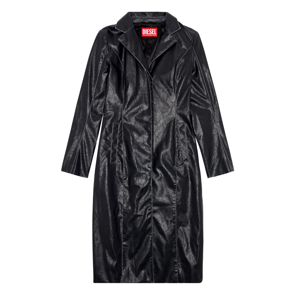 Diesel Trench coat in supple technical fabric Black Dames