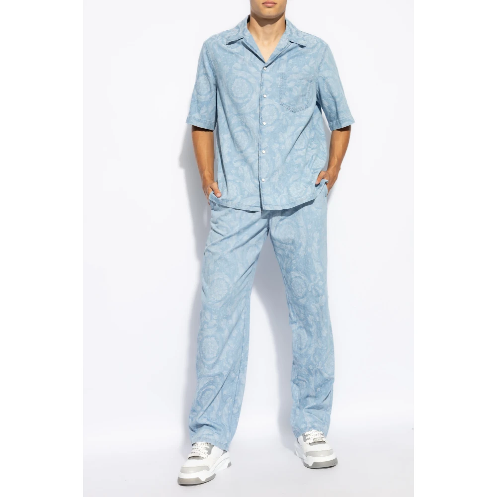 Versace Broek met Barocco patroon Blue Heren