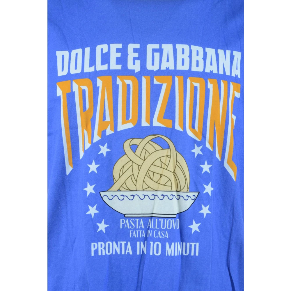 Dolce & Gabbana Korte Mouw Ei Pasta T-shirt Blue Heren